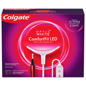 Olgate Optic White ComfortFit Teeth Whitening Kit with LED Light and Whitening Pen, LED Teeth Whitening Kit, Enamel Safe, Works with iPhone and Android